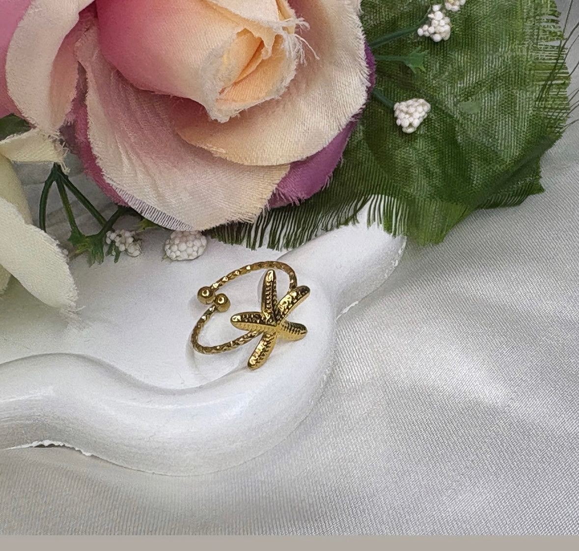 Bague étoile de mer doré