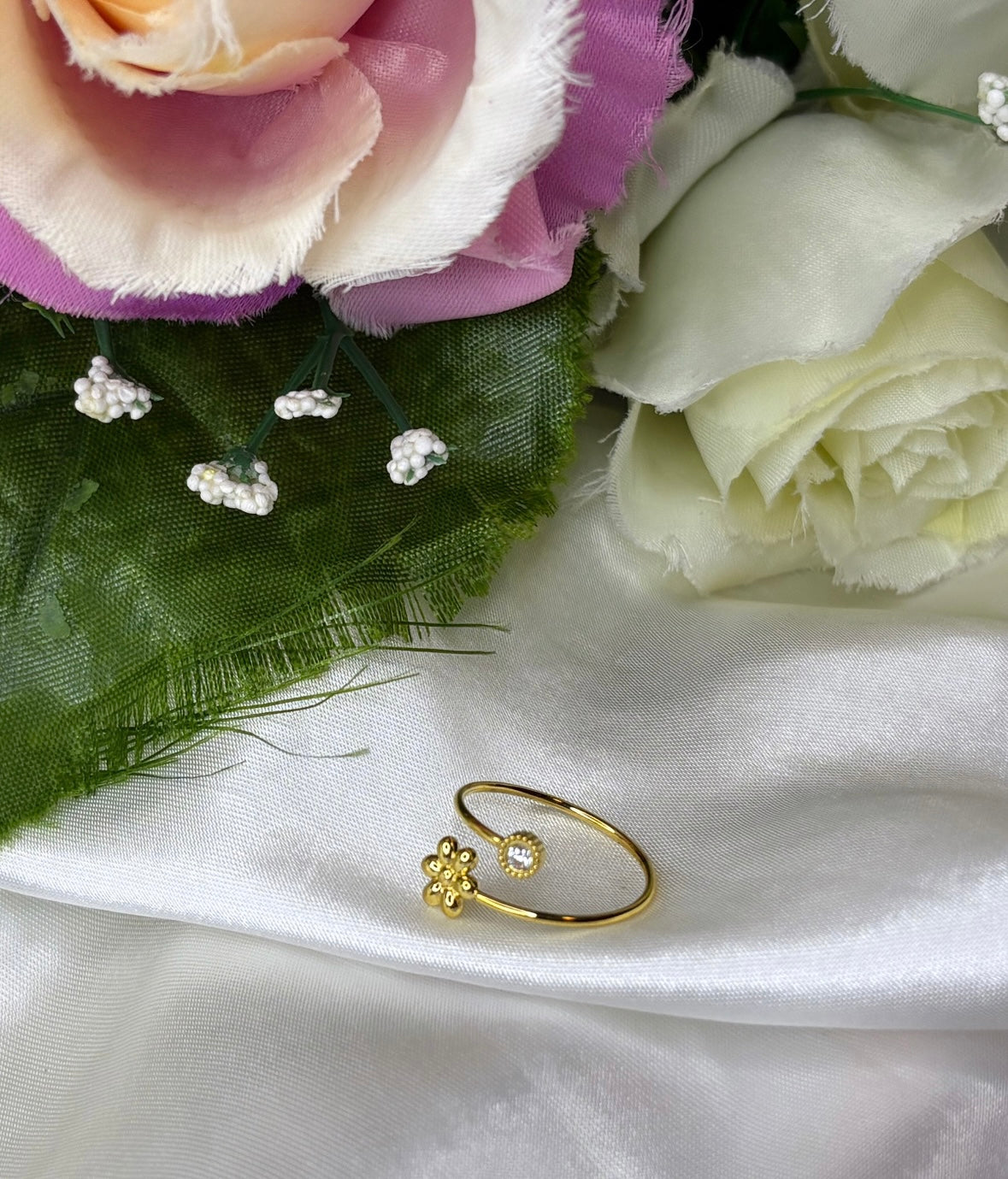 Bague fleur doré