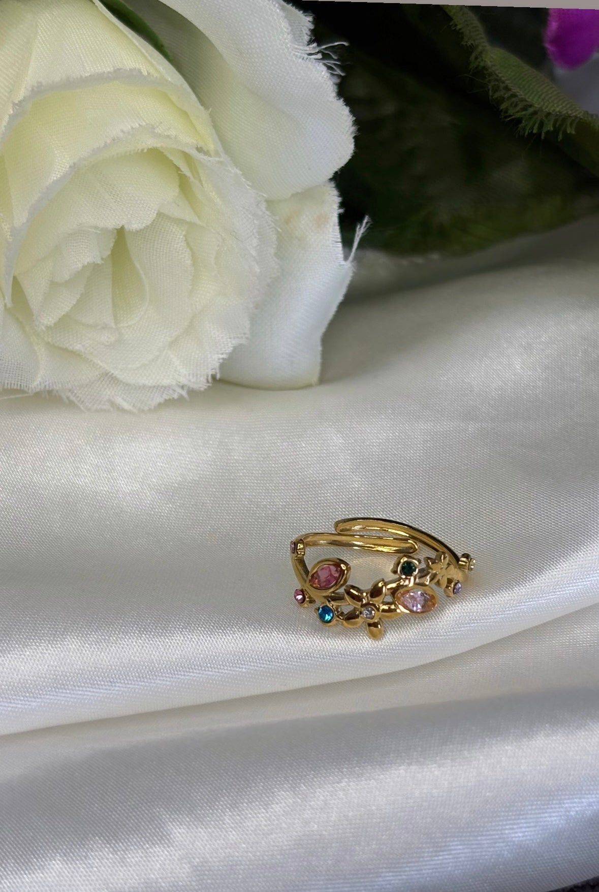 Bague multicolore doré