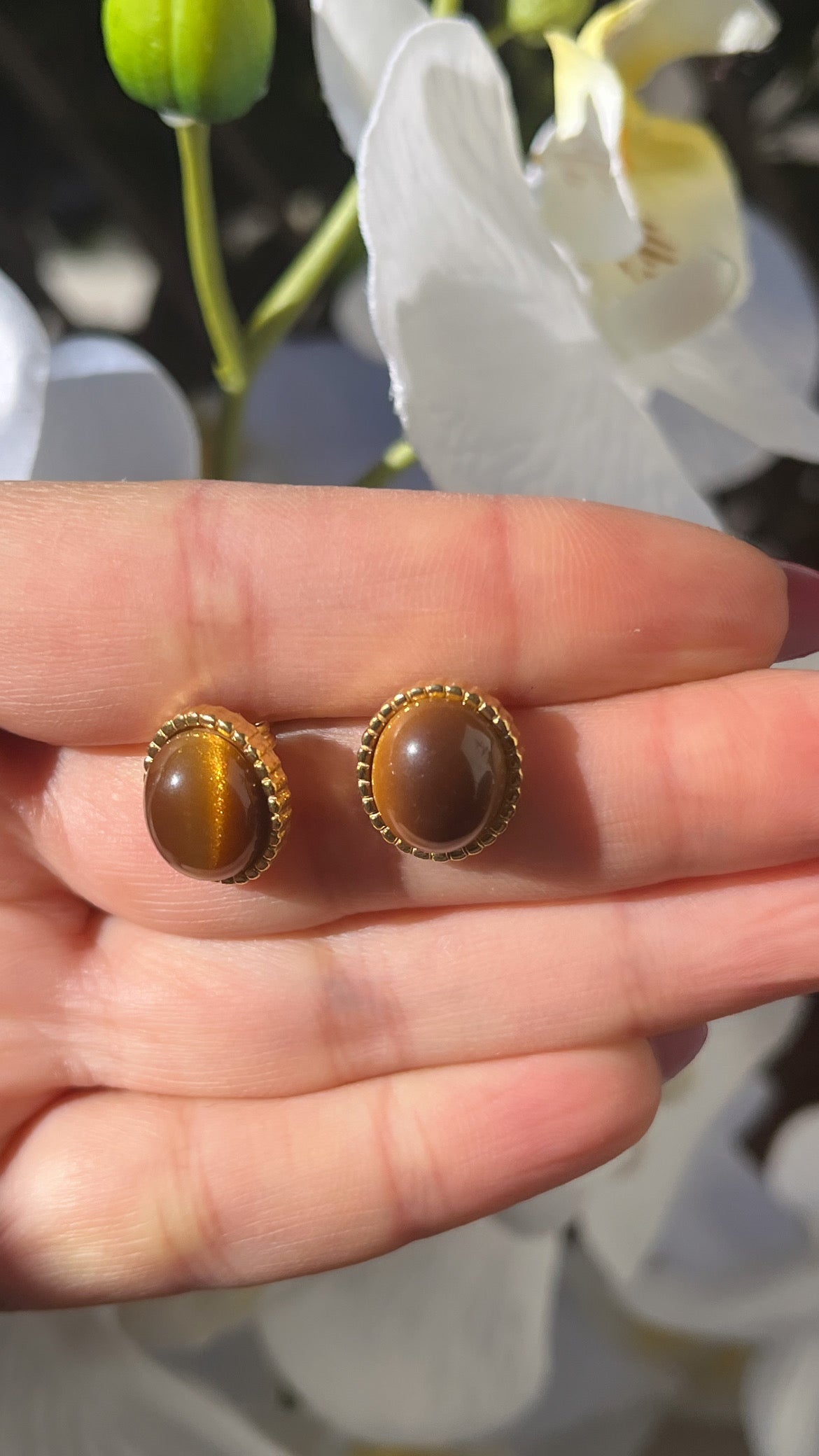 Boucles d’oreilles marron doré