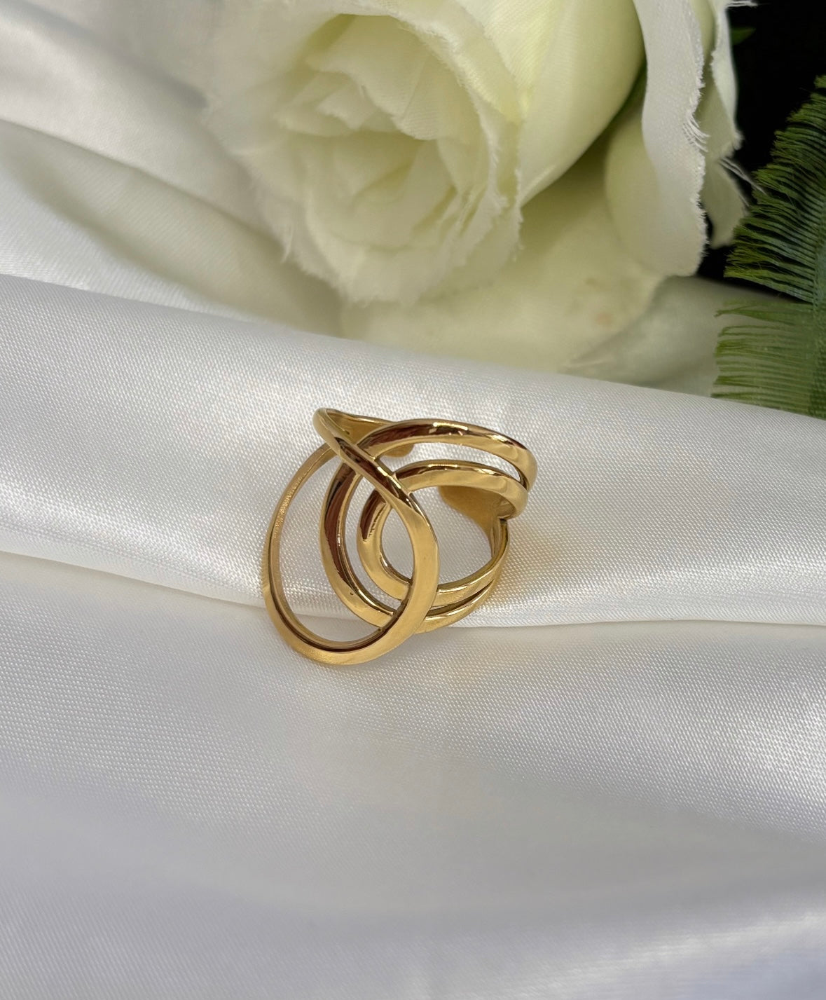 Bague doré en acier inoxydable