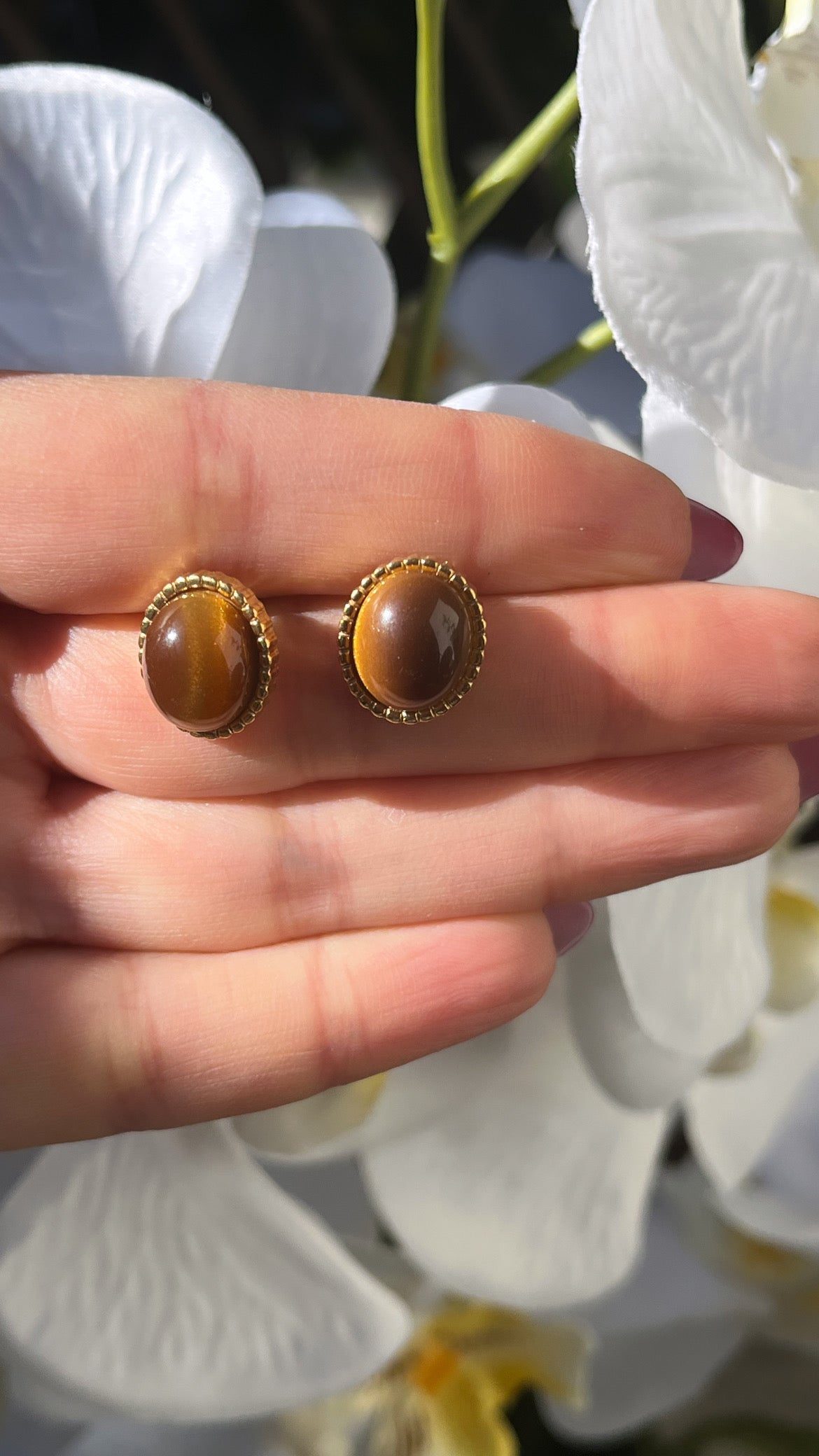 Boucles d’oreilles marron doré