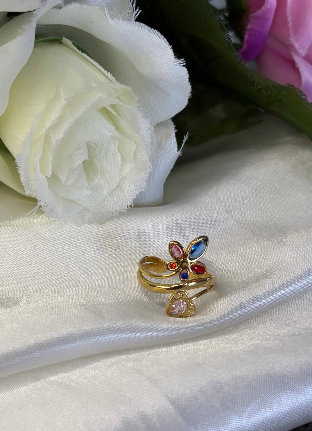 Bague multicolore doré