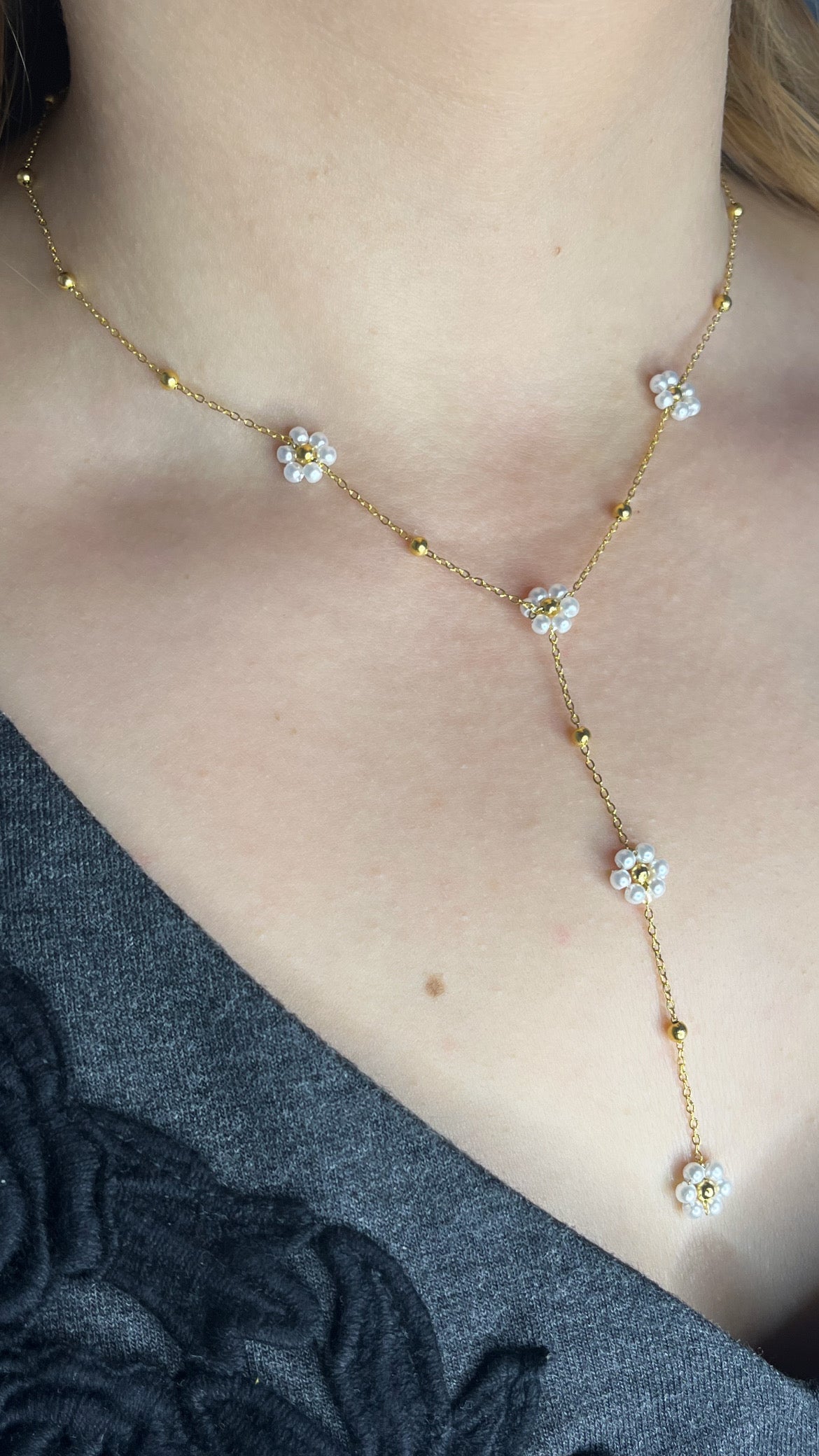Sautoir fleur doré