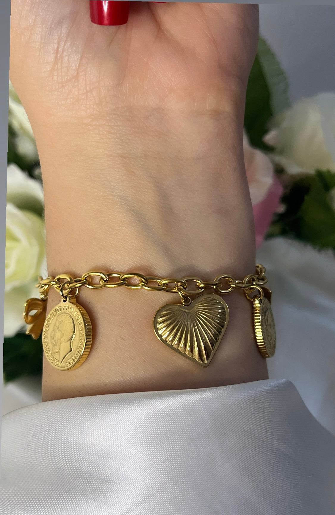 Bracelet pièce de monnaie doré