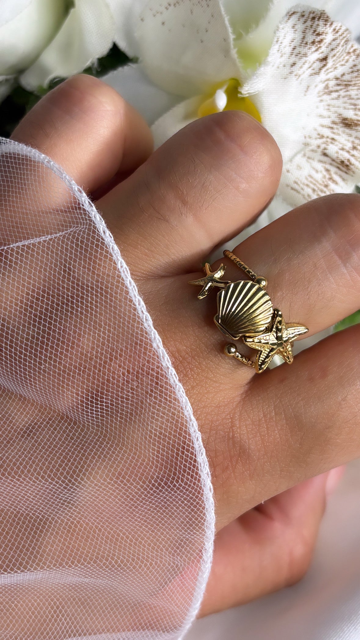 Bague motif marin doré
