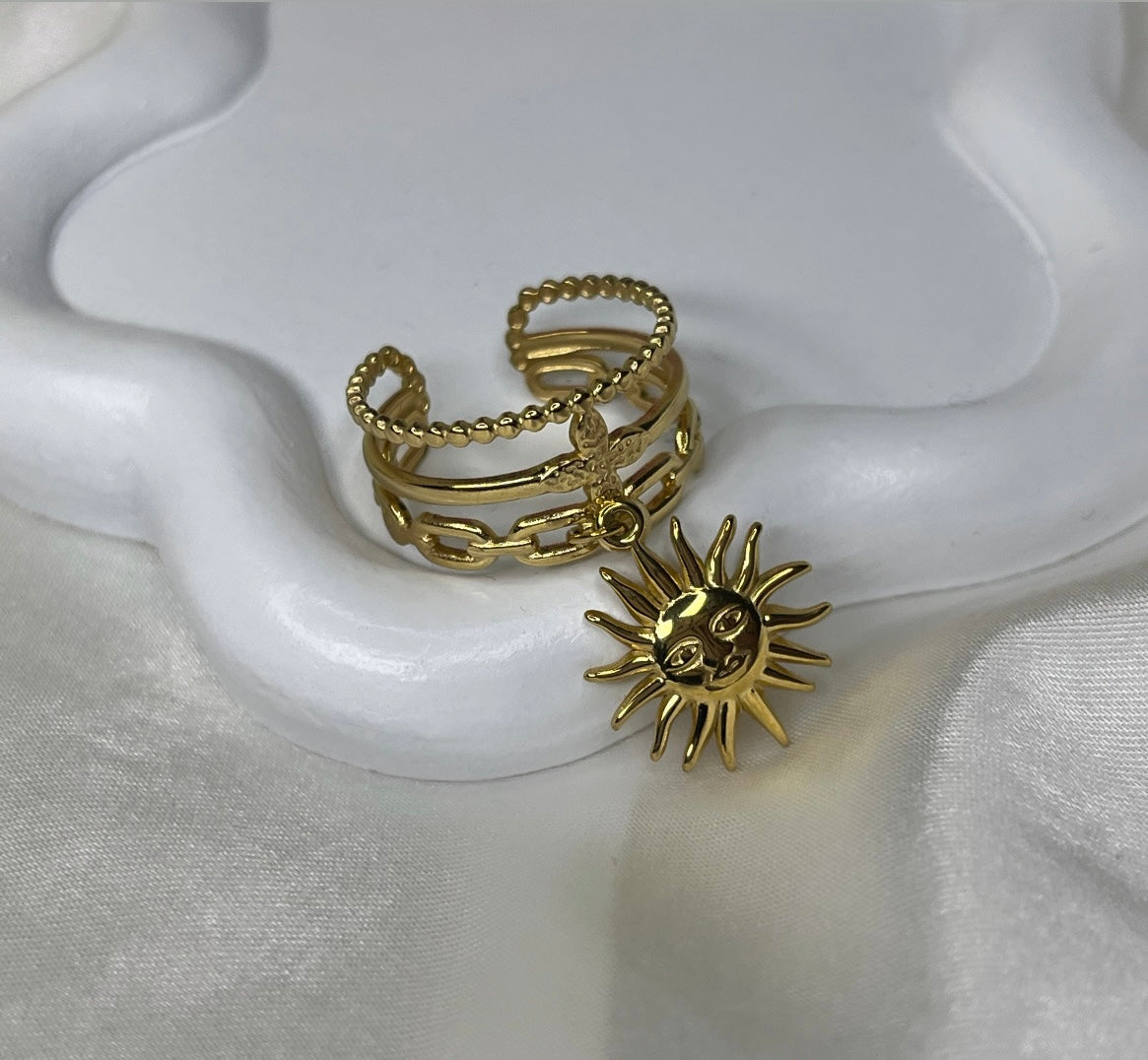 Bague soleil doré
