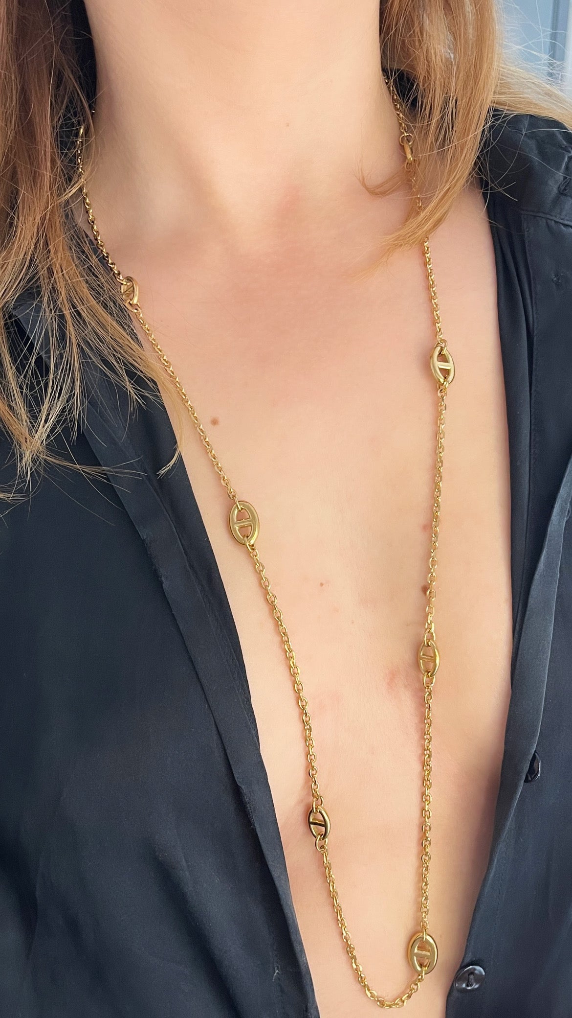 Collier sautoir en acier inoxydable couleur doré