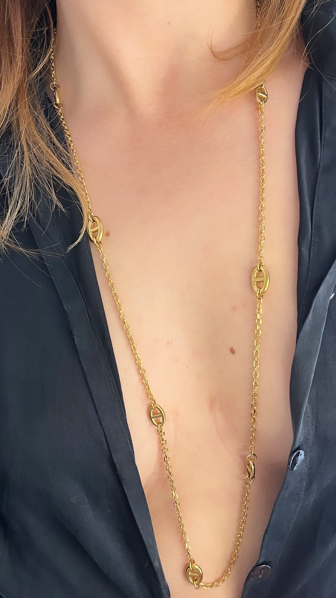 Collier sautoir en acier inoxydable couleur doré