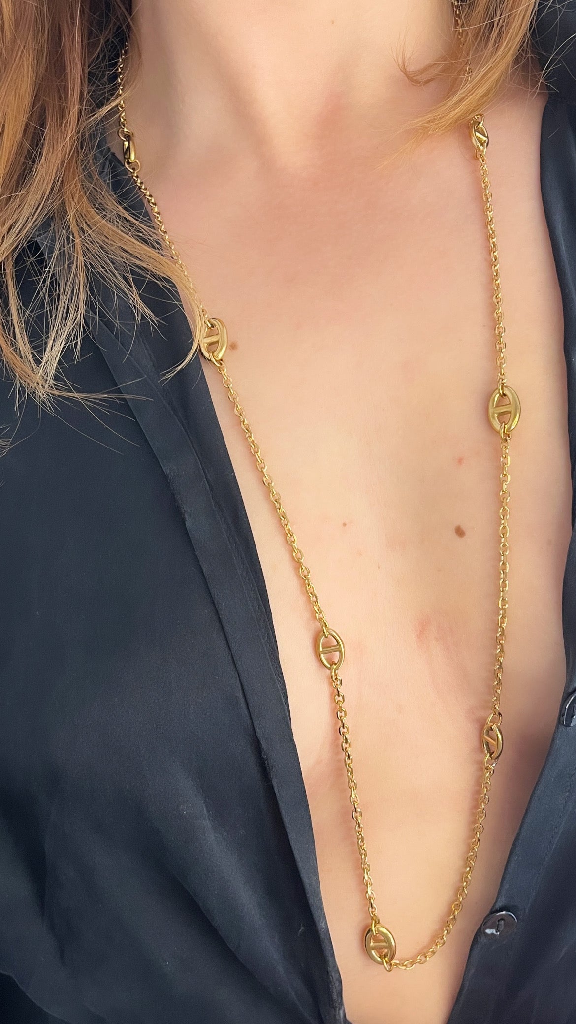 Collier sautoir en acier inoxydable couleur doré