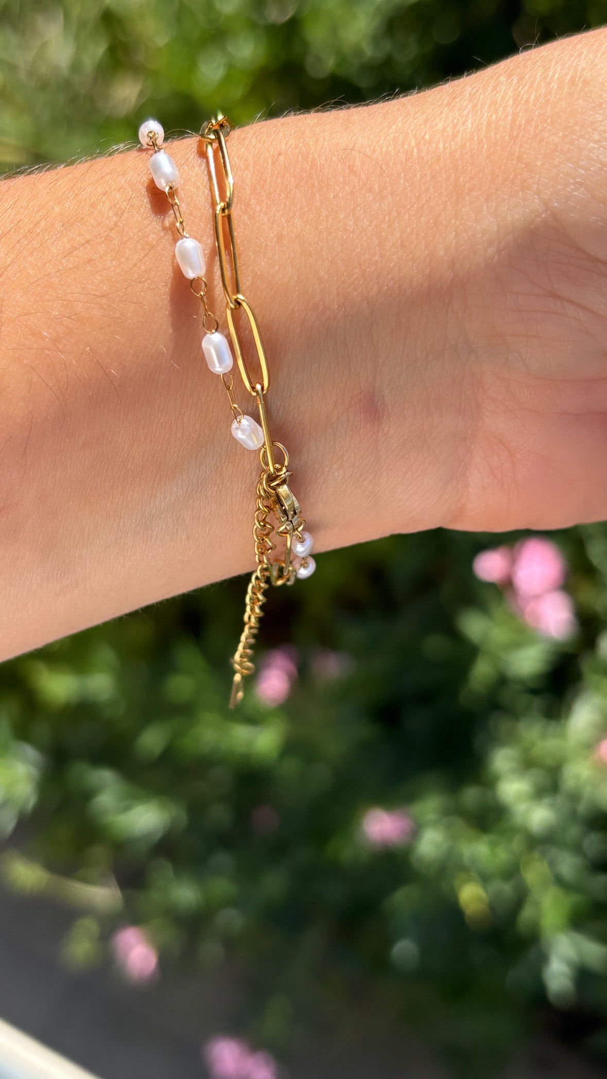 Bracelet double chaîne doré