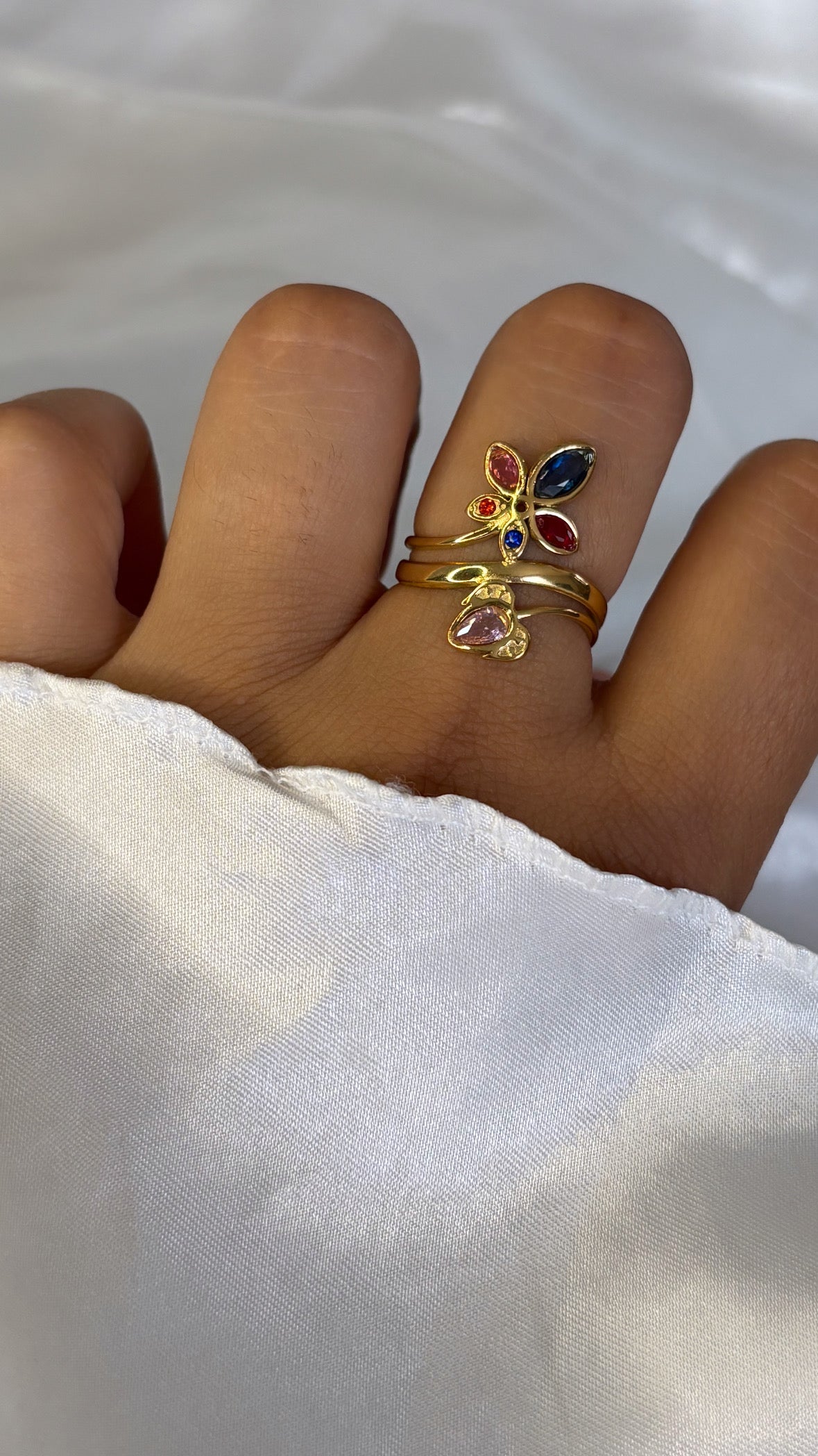 Bague multicolore doré