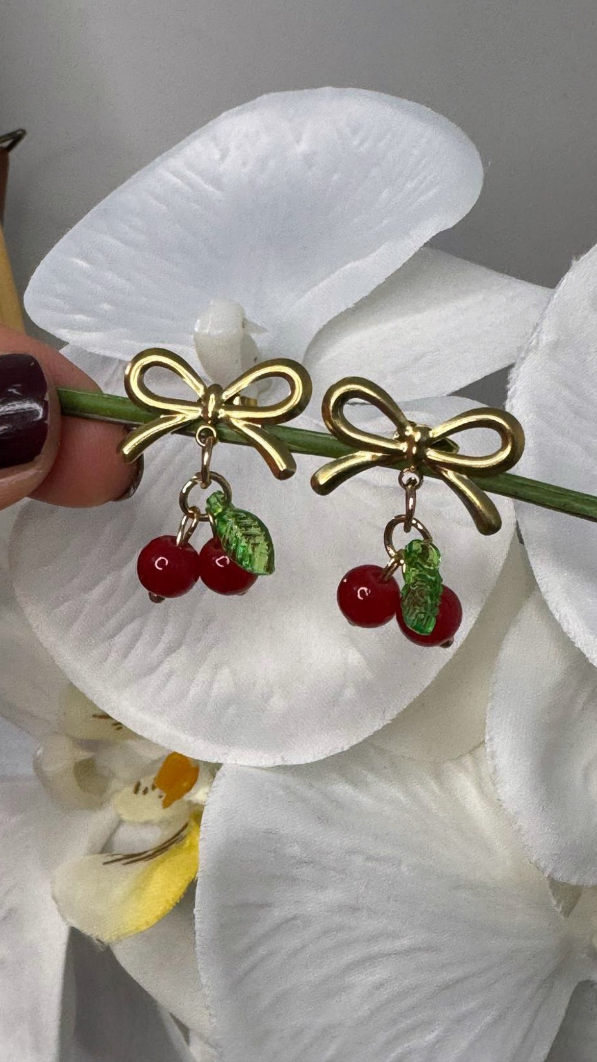 Boucles d’oreilles cerise