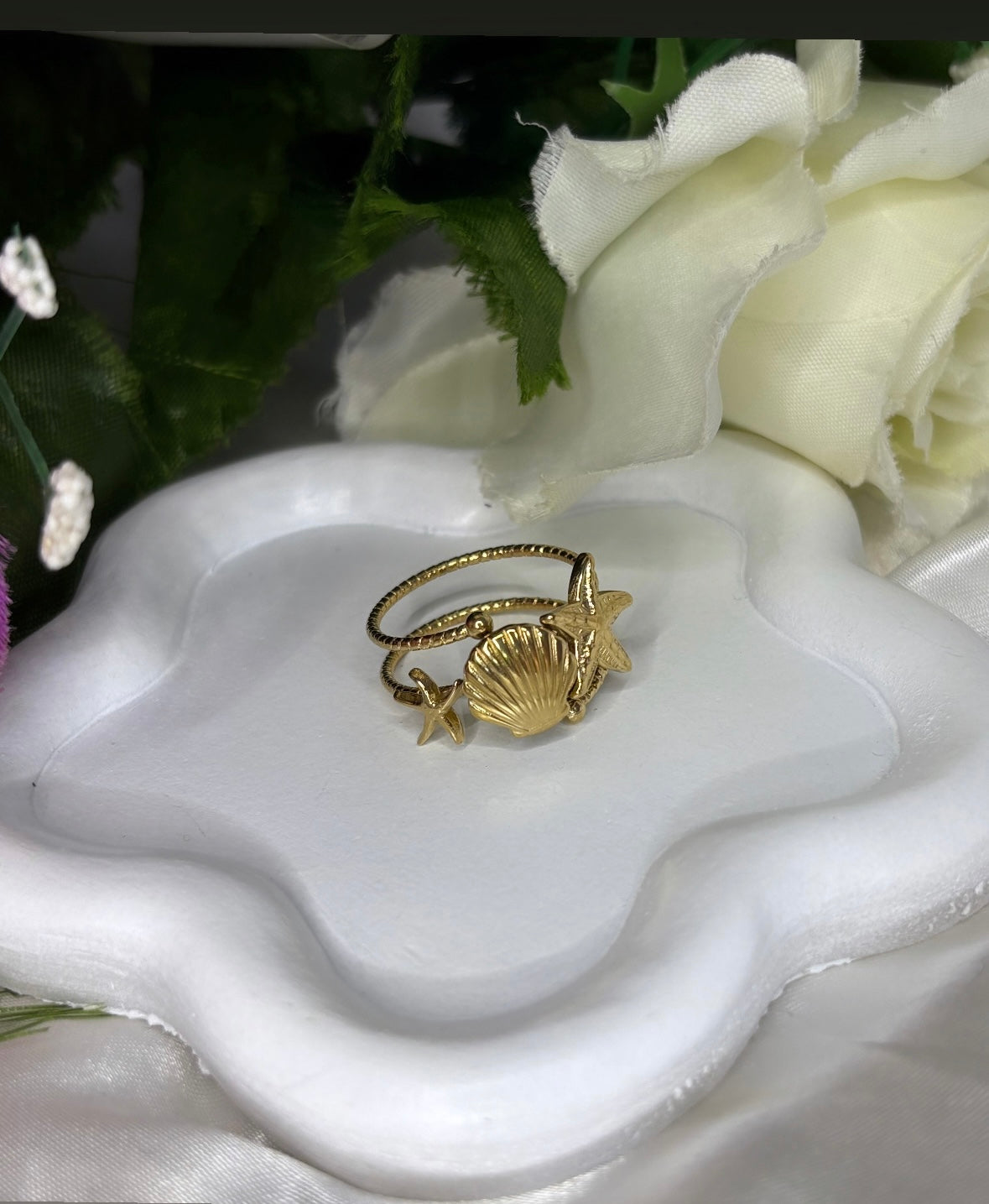 Bague motif marin doré