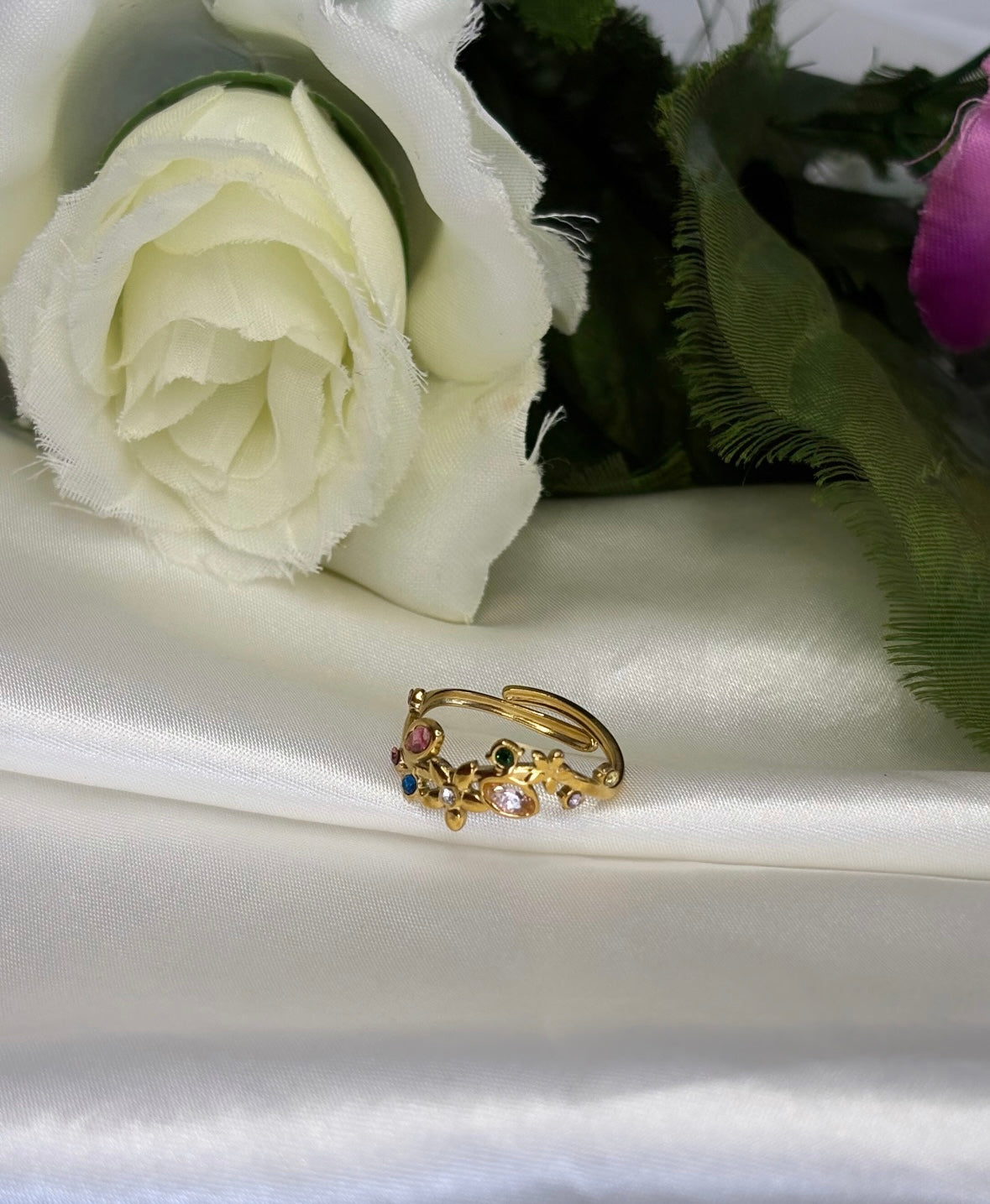 Bague multicolore doré