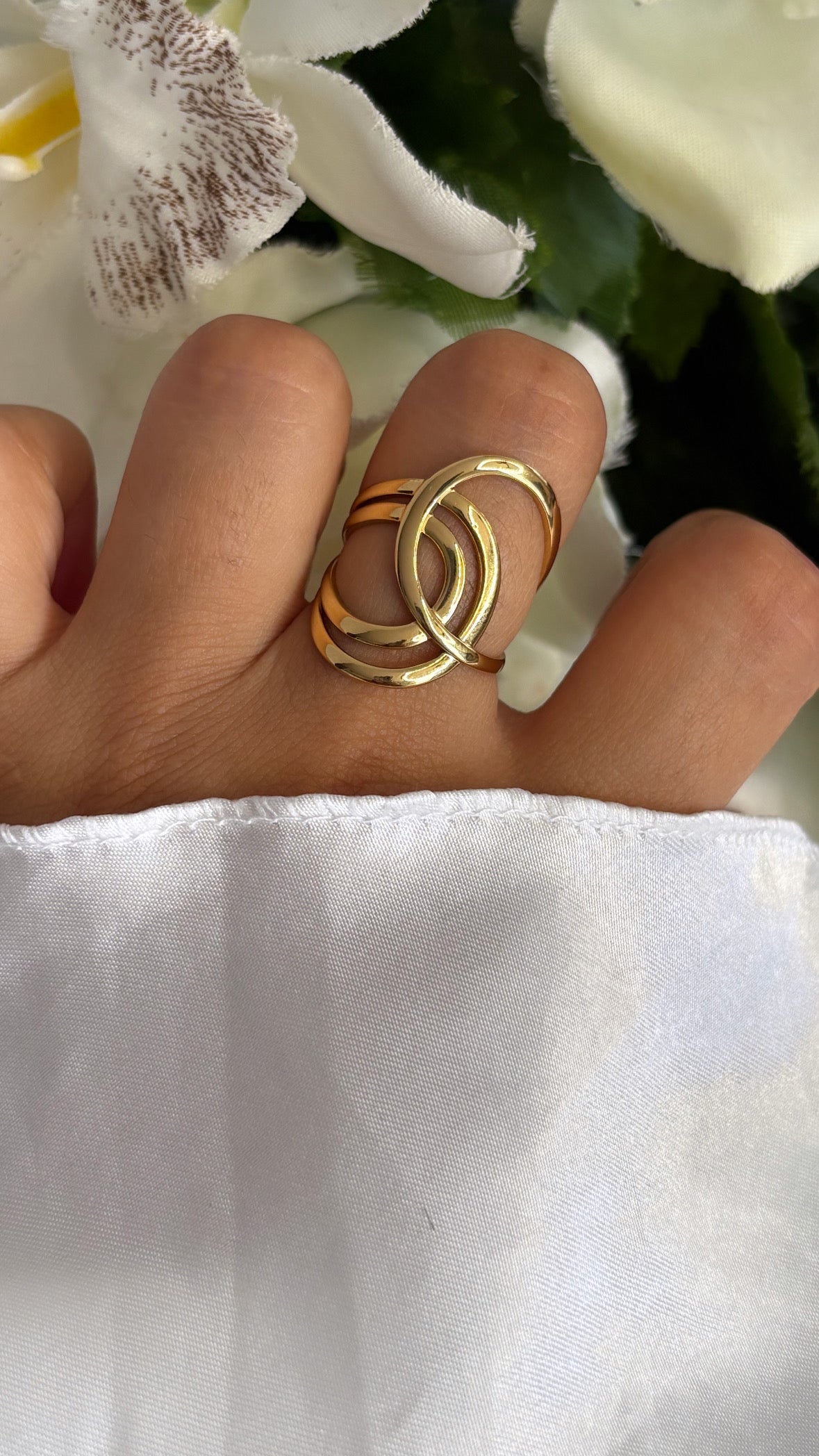 Bague doré en acier inoxydable