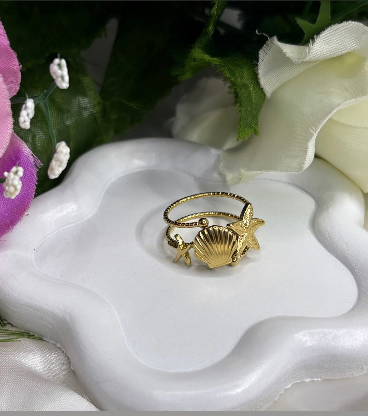 Bague motif marin doré