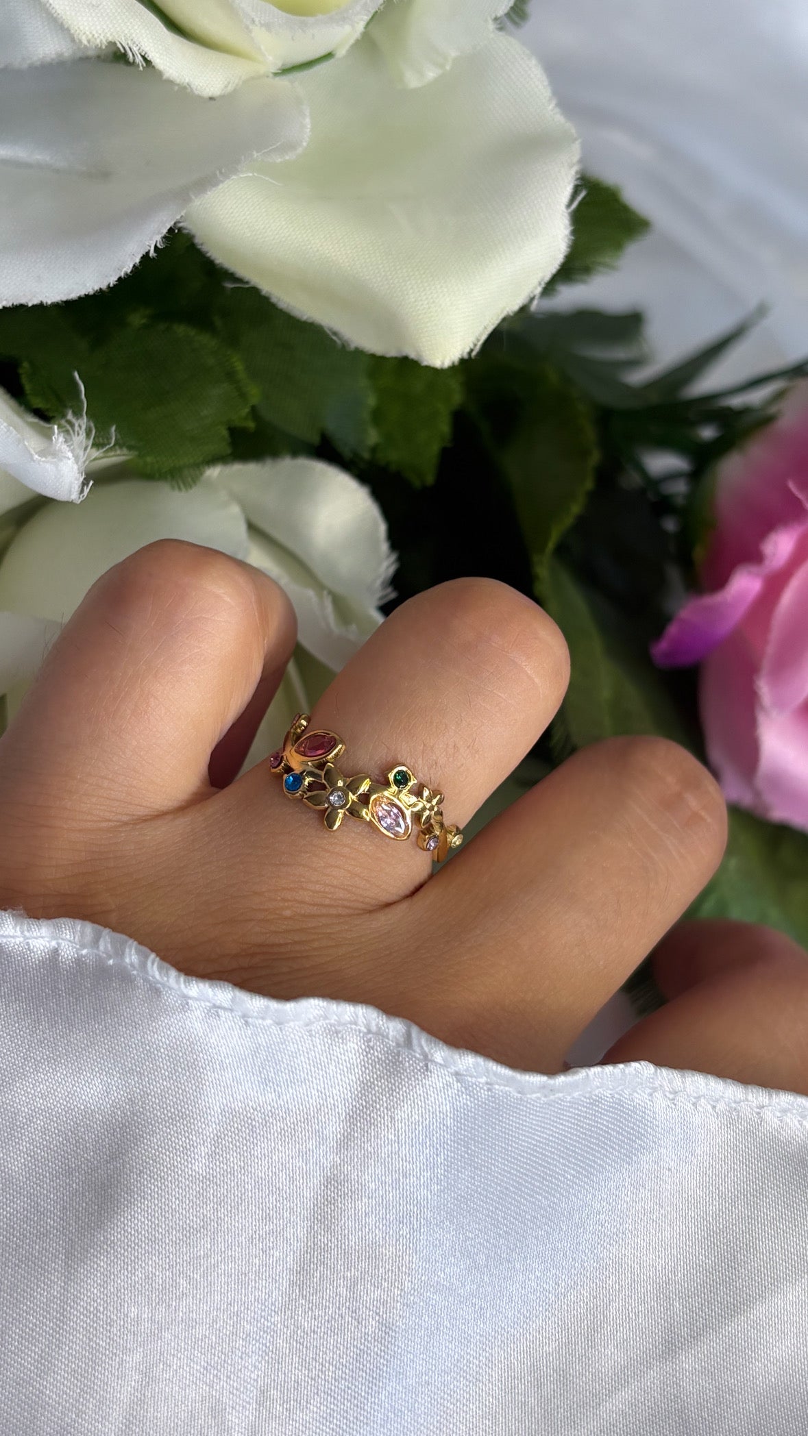 Bague multicolore doré