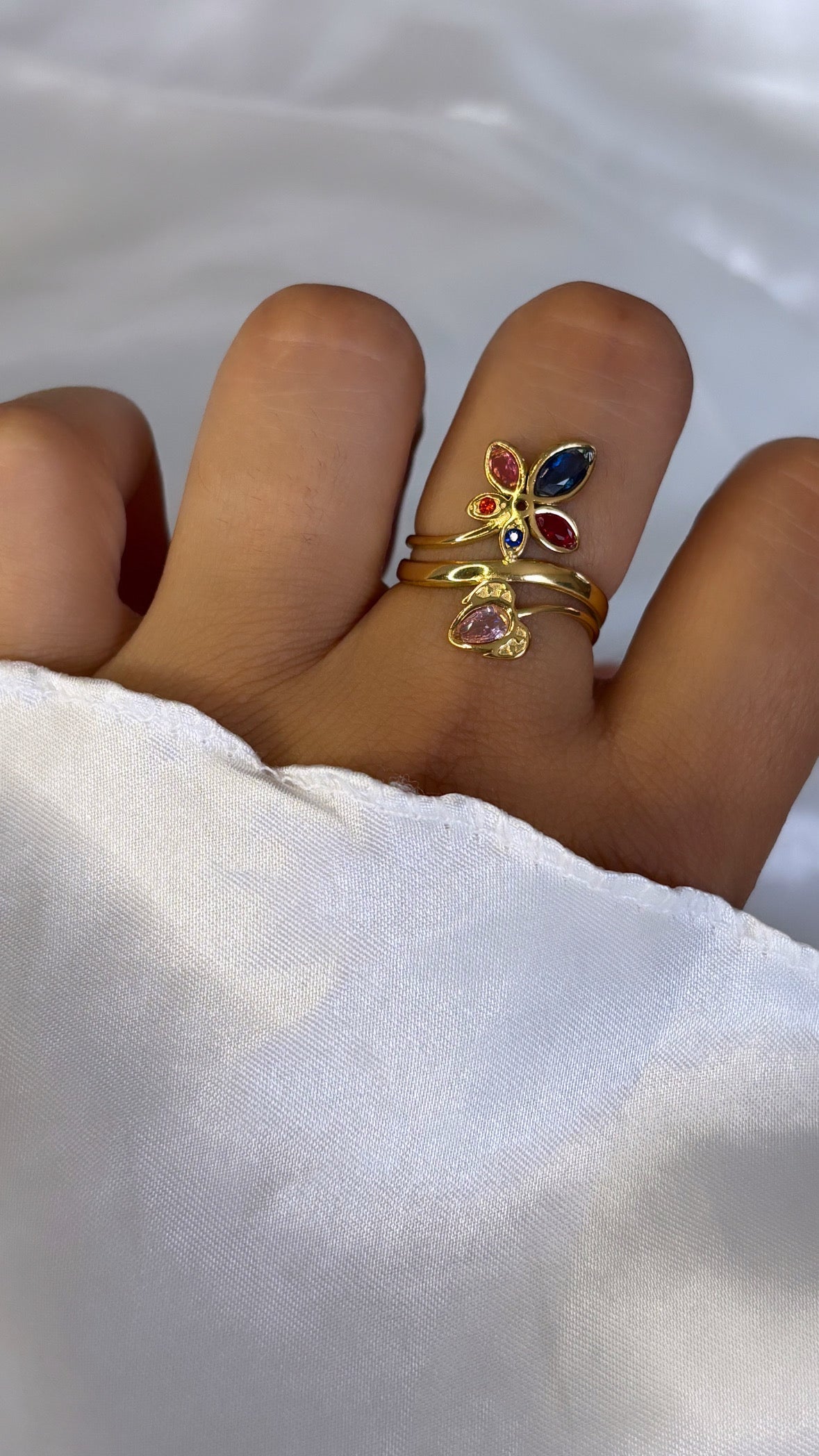 Bague multicolore doré