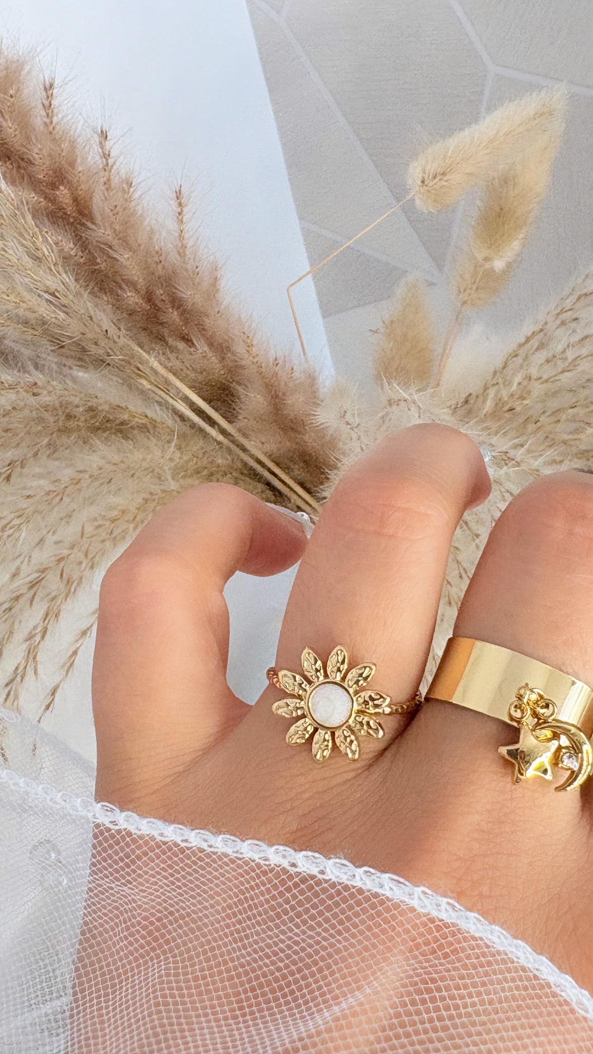 Bague fleur doré
