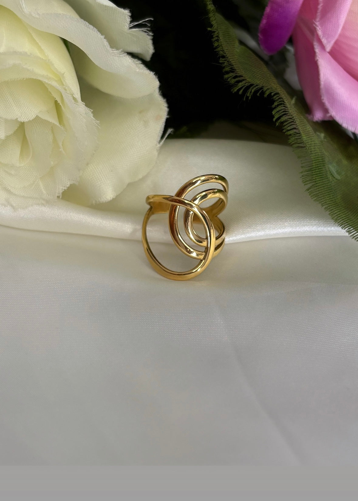 Bague doré en acier inoxydable