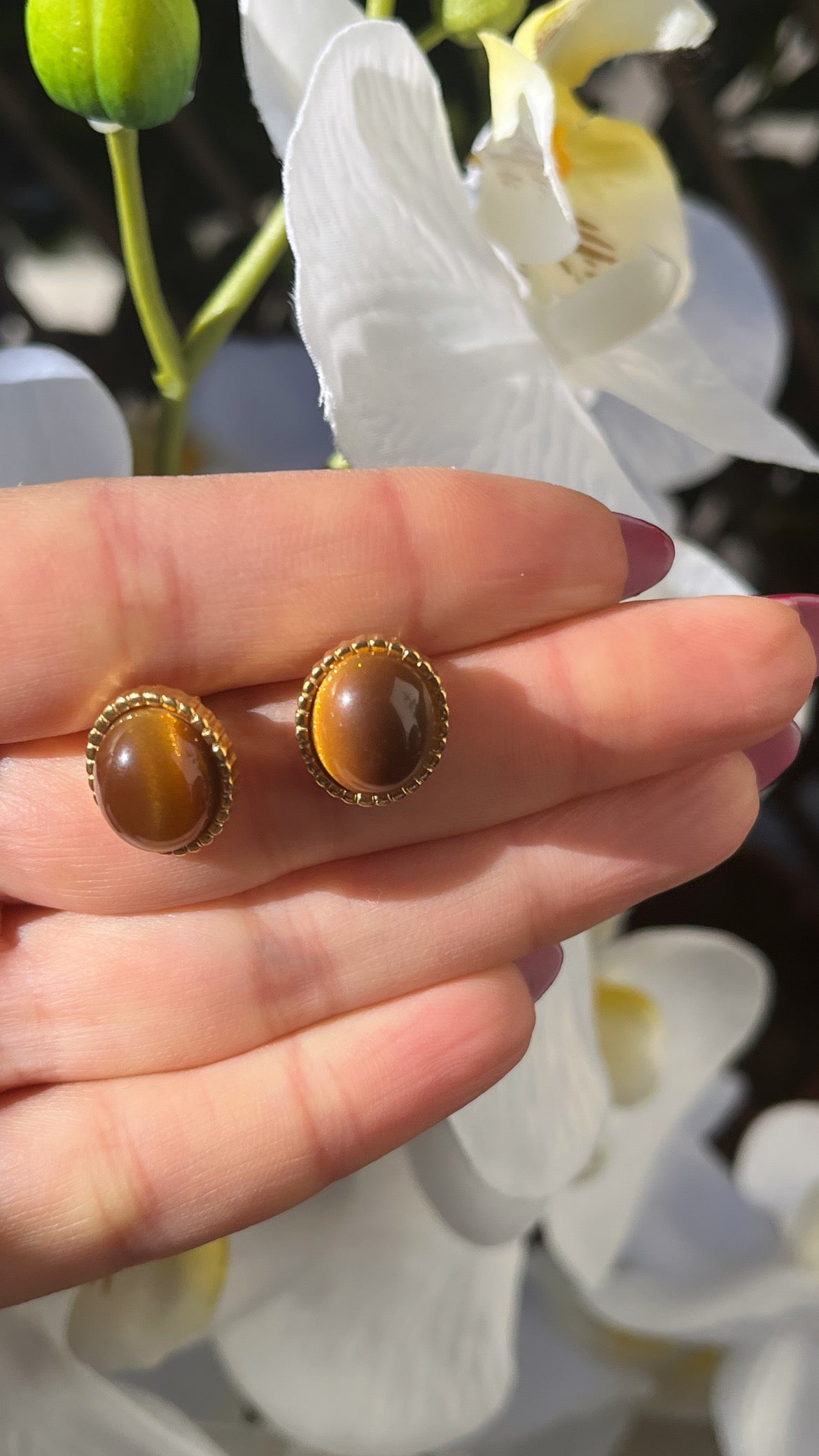 Boucles d’oreilles marron doré