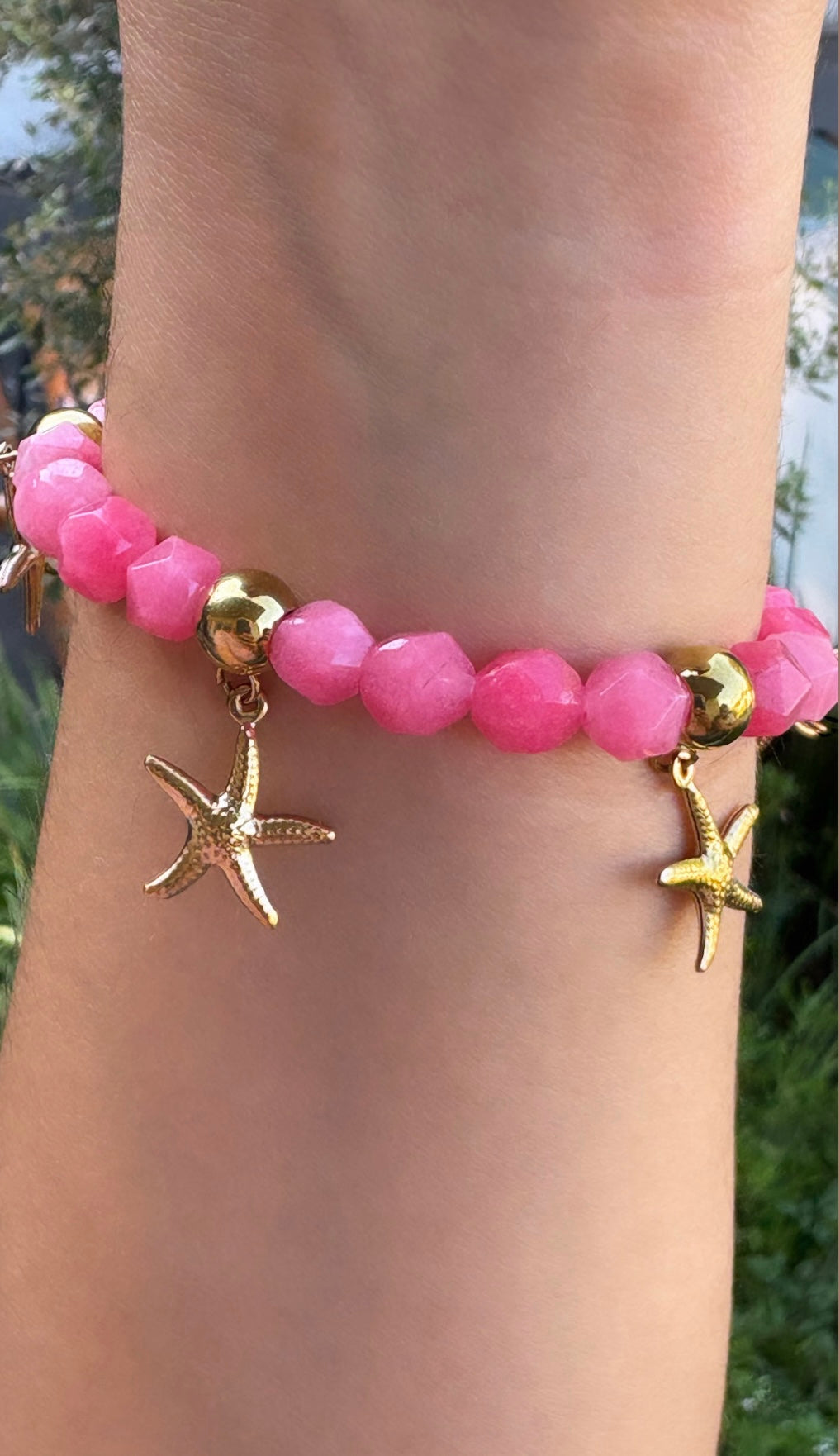 Bracelet perle rose étoiles de mer
