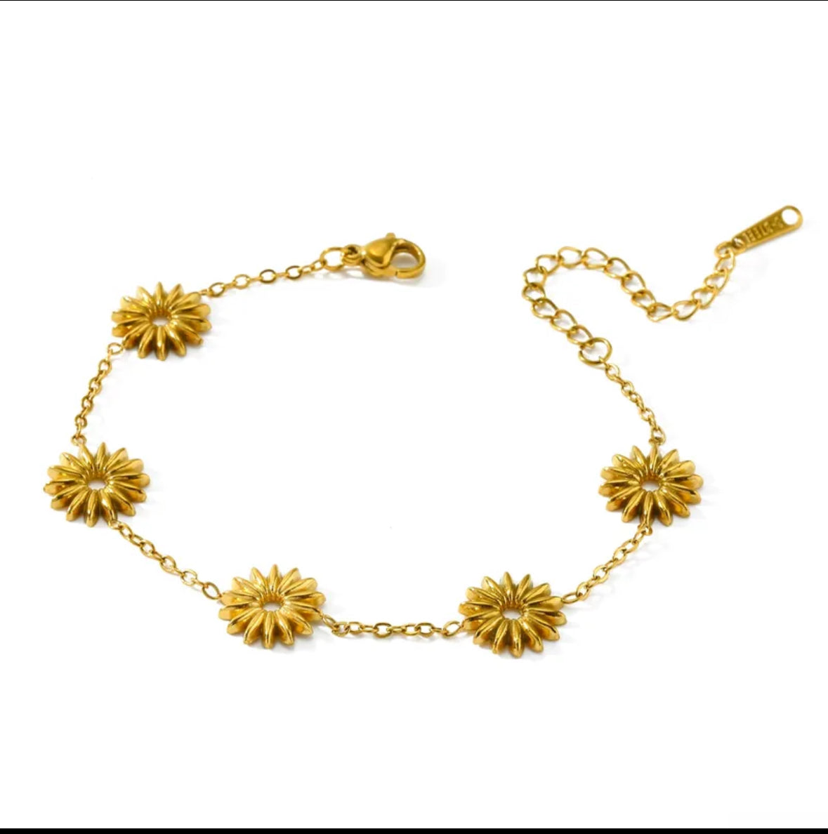 Bracelet 5 fleurs doré