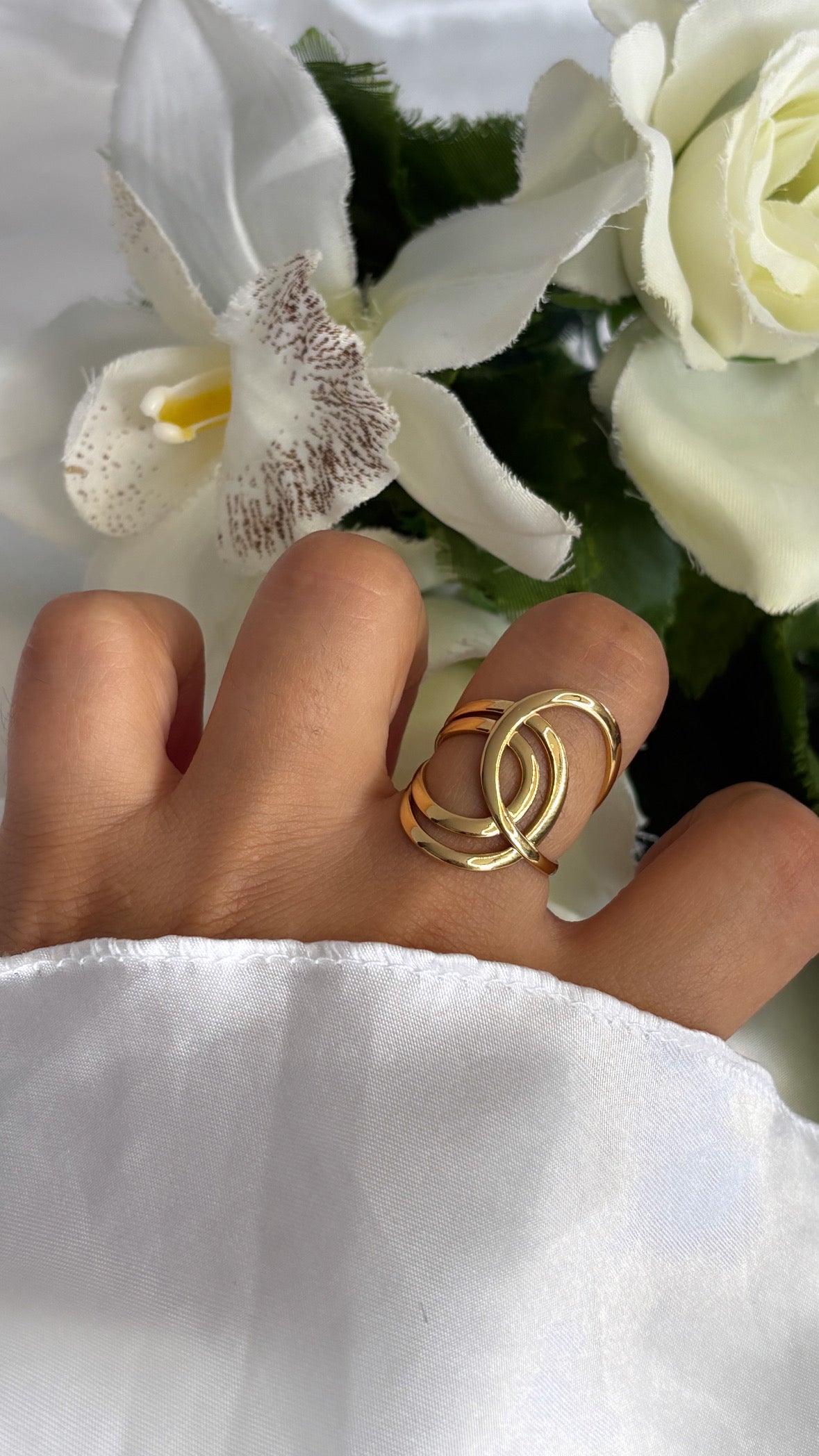 Bague doré en acier inoxydable