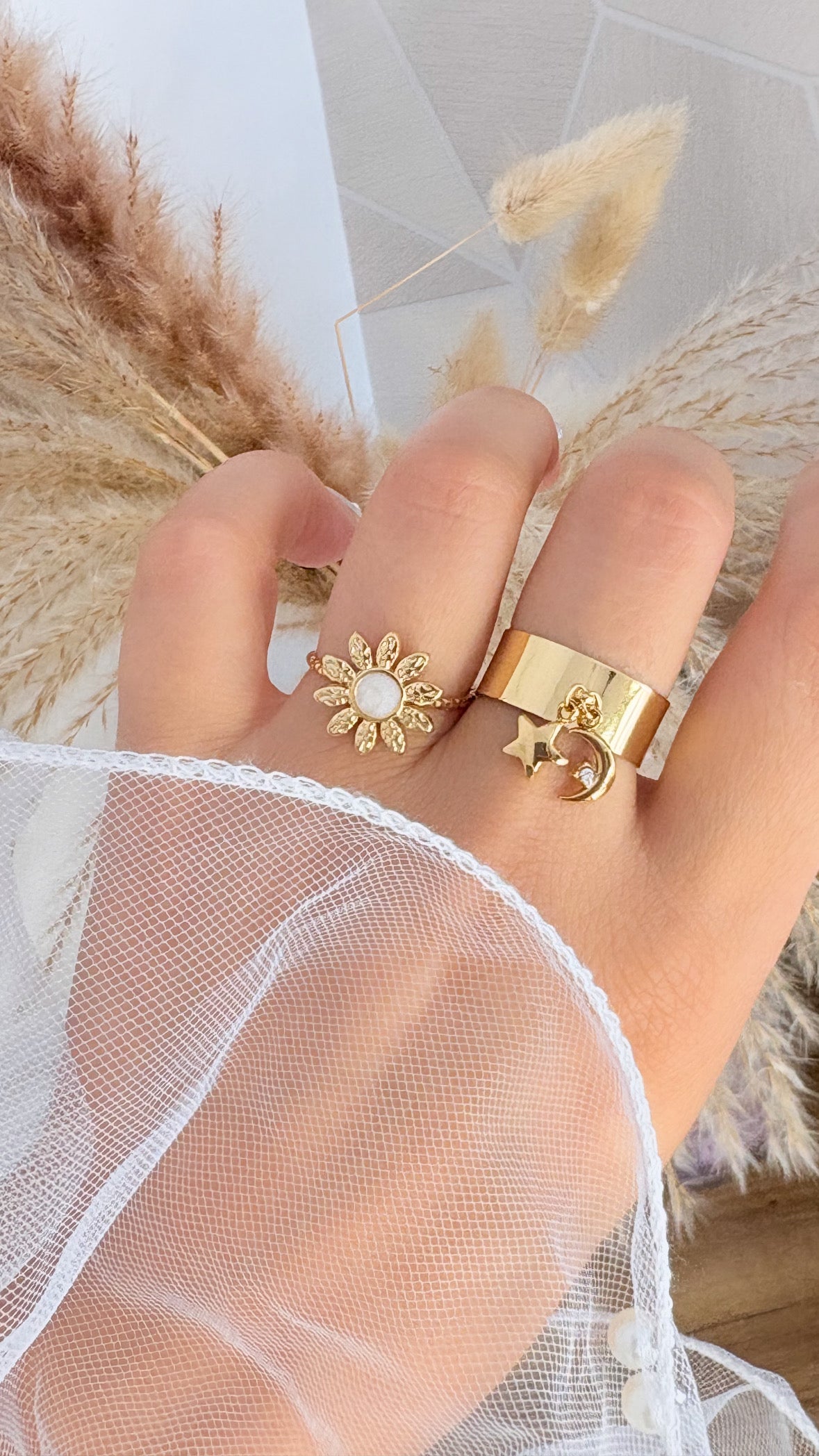 Bague fleur doré