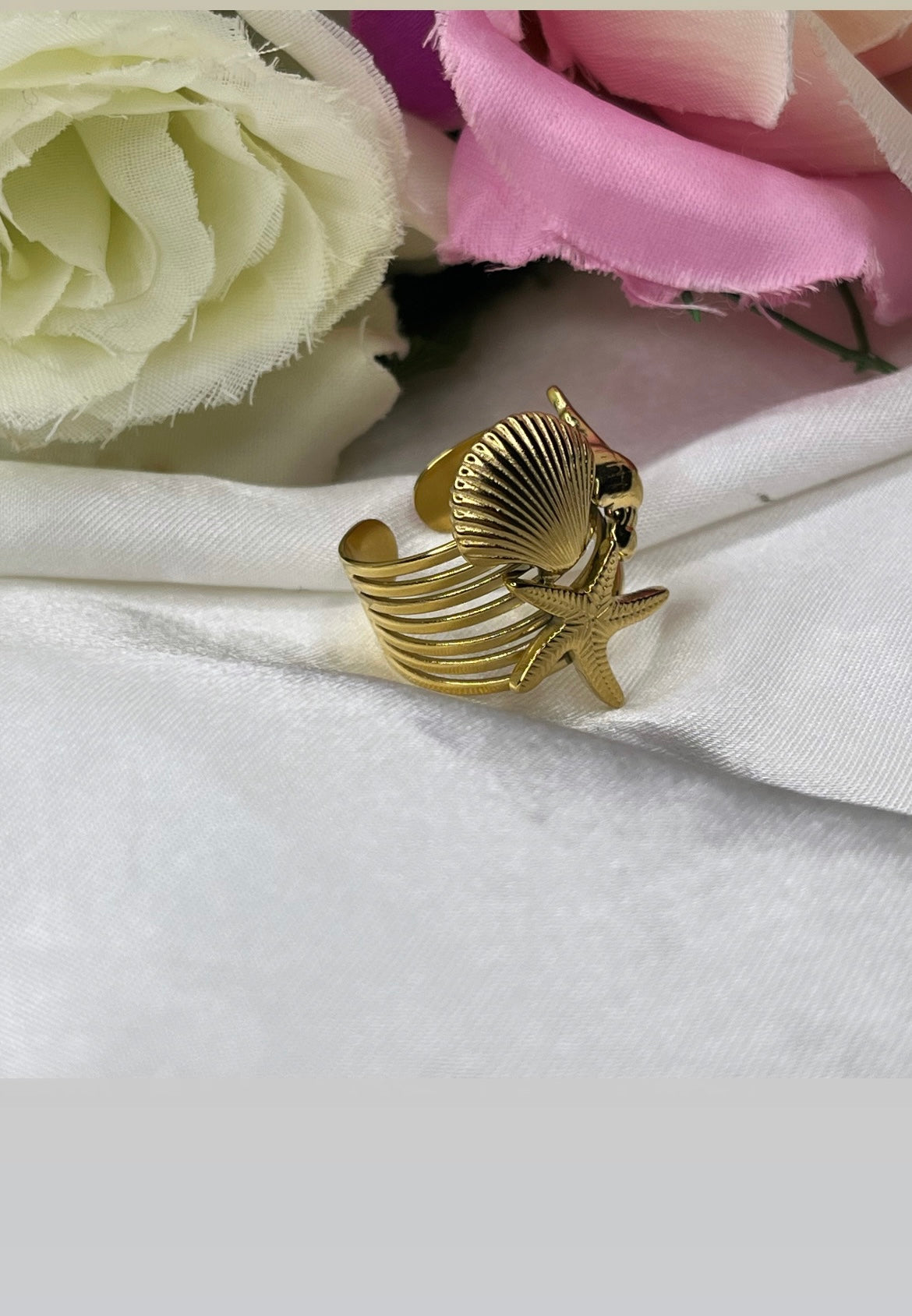 Bague coquillage doré