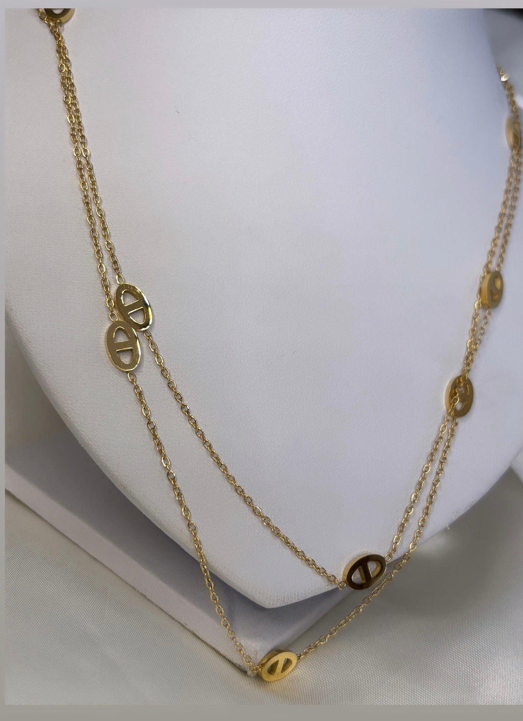 Collier sautoir maille marine doré
