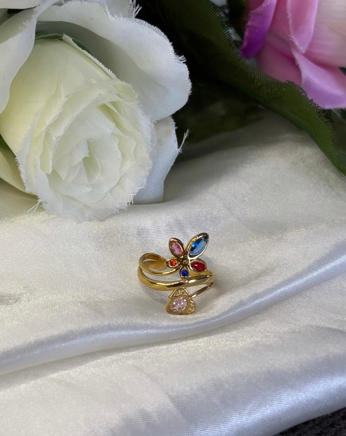 Bague multicolore doré