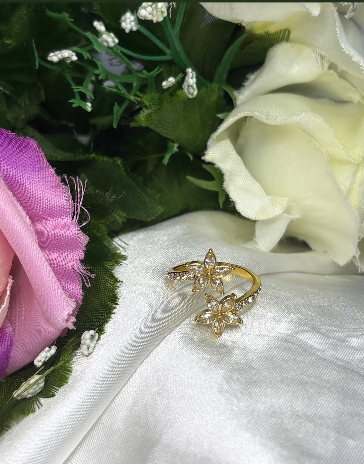 Bague fleur doré