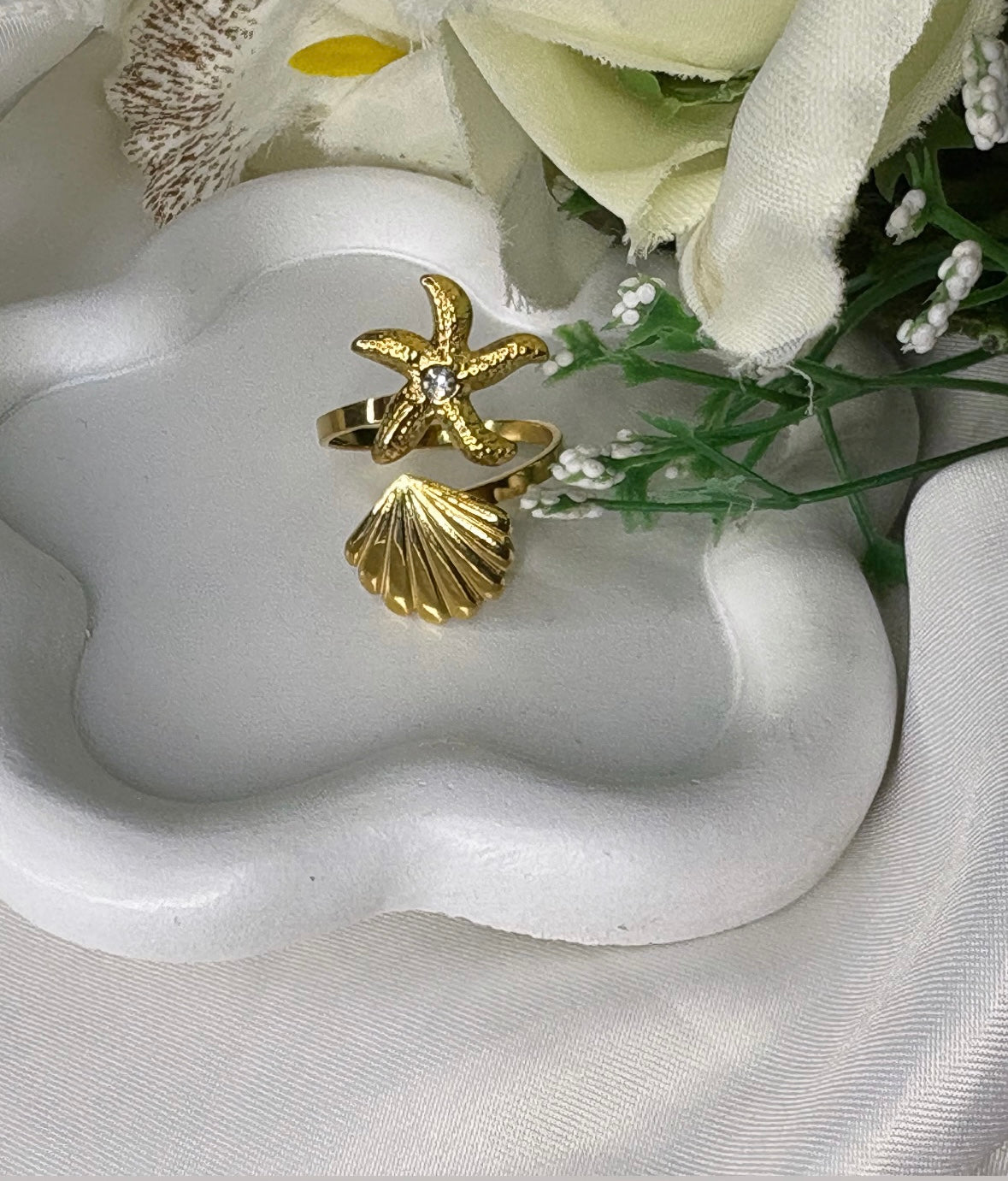 Bague double motif doré
