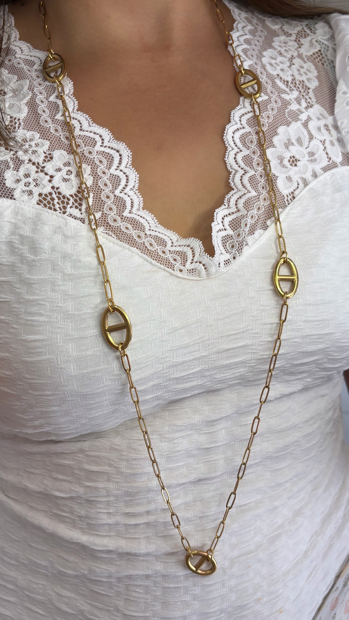 Collier sautoir maille marine