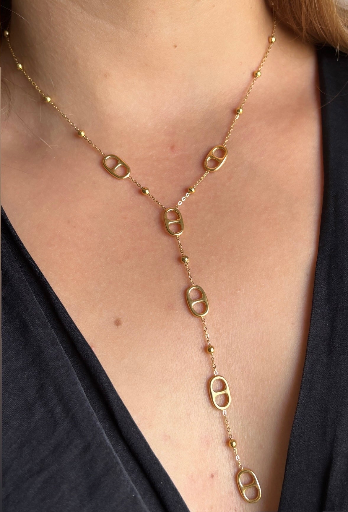 Collier maille marine doré
