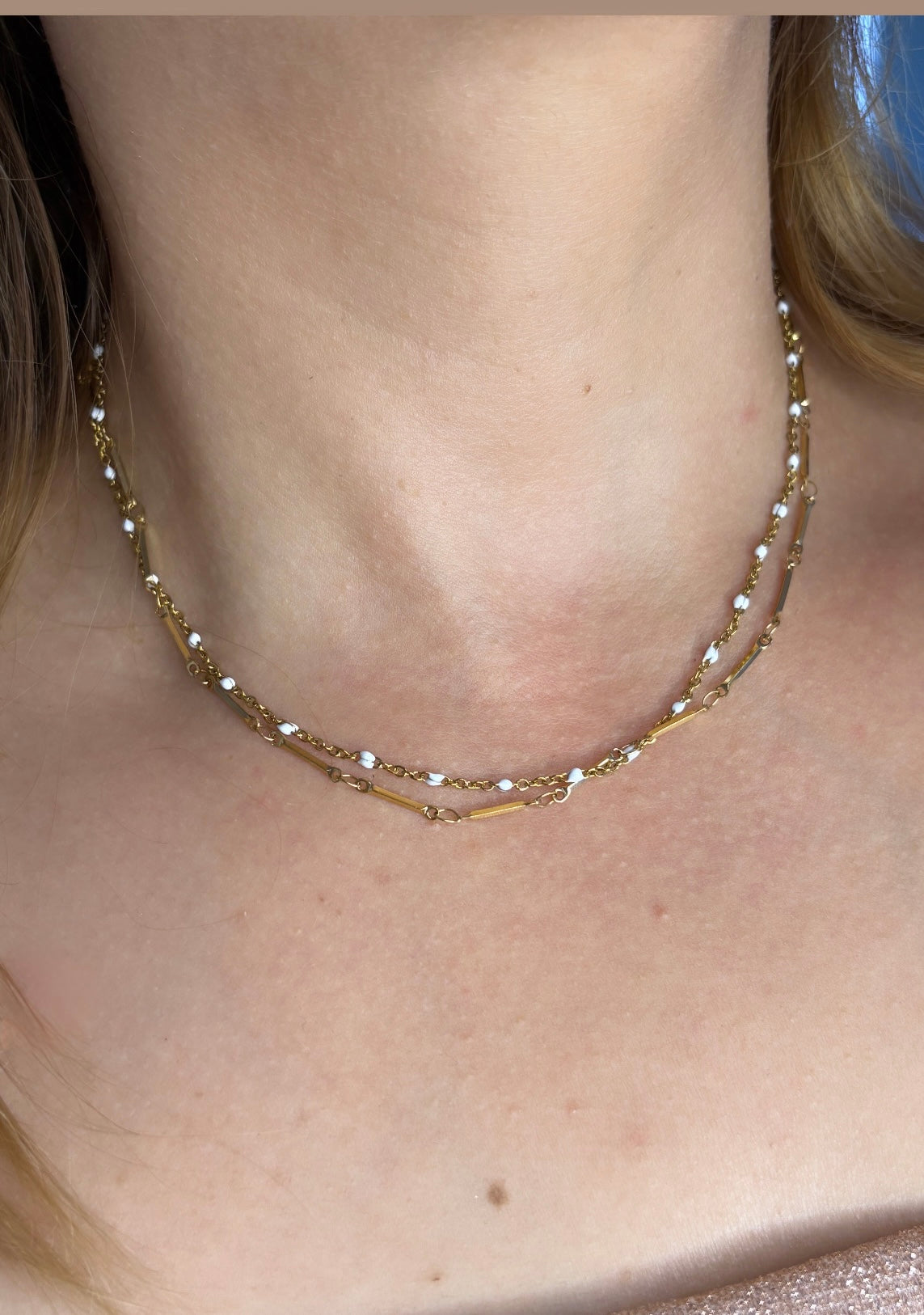 Collier double rang doré
