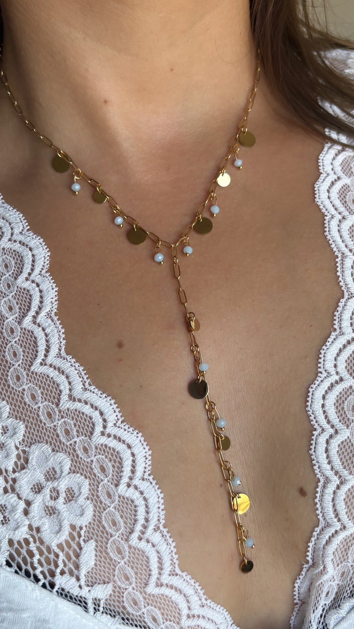 Collier sautoir pampilles doré