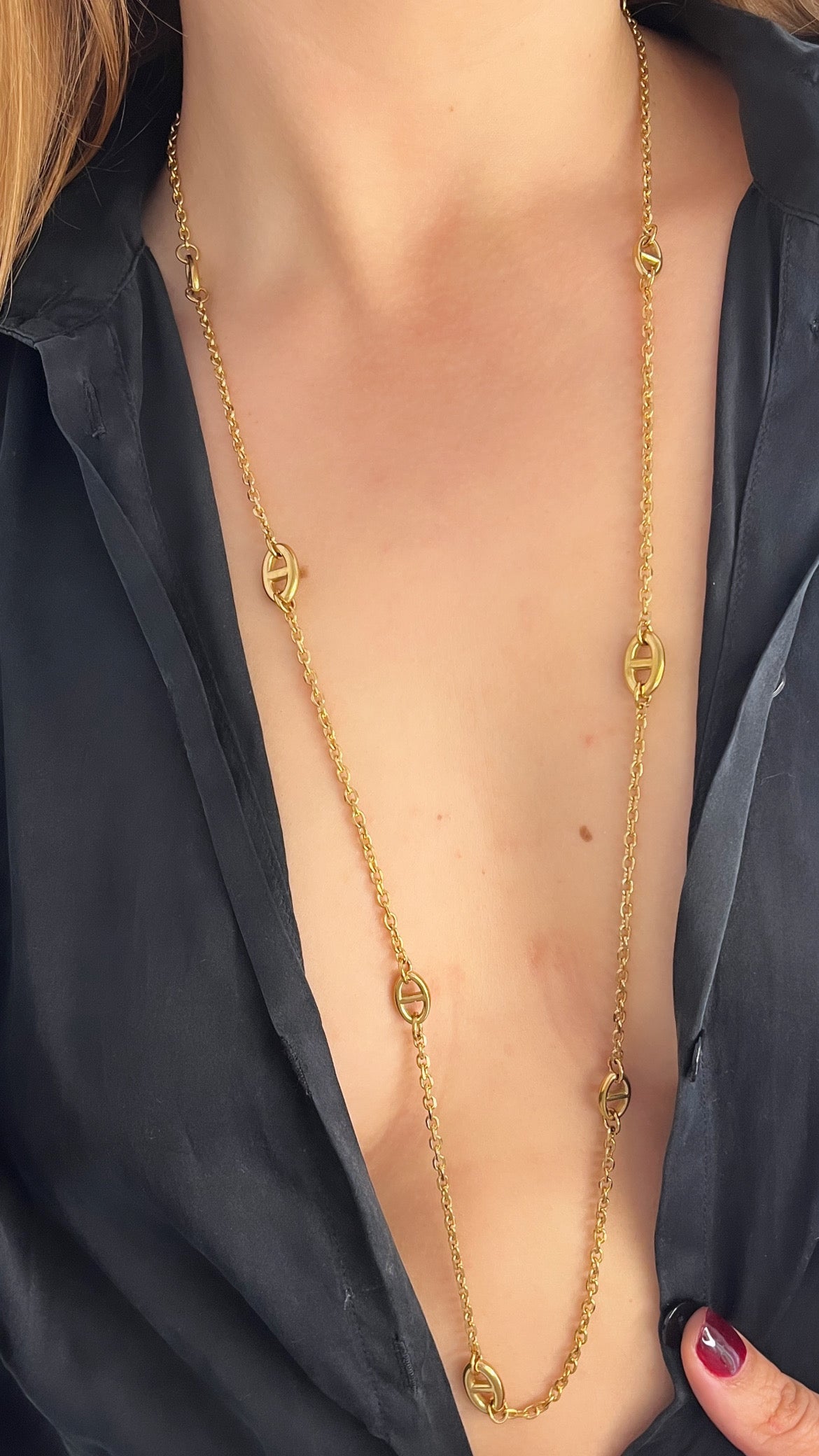 Collier sautoir en acier inoxydable couleur doré