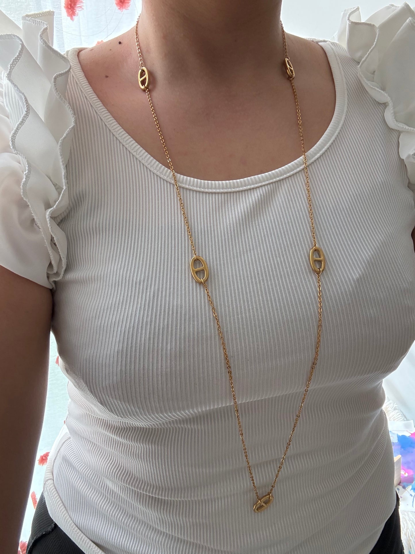 Collier sautoir maille marine