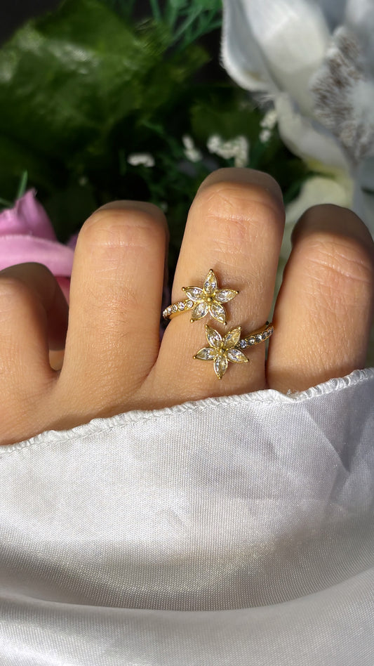 Bague fleur doré