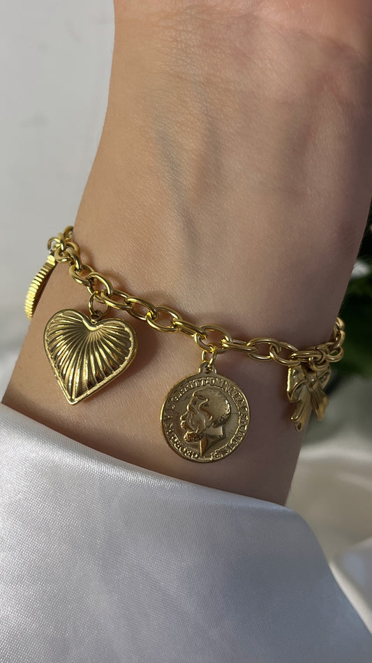 Bracelet pièce de monnaie doré