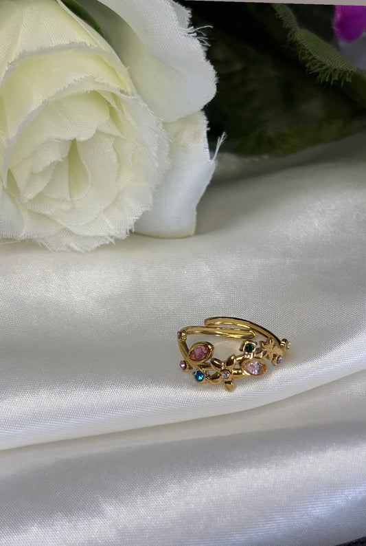 Bague multicolore doré
