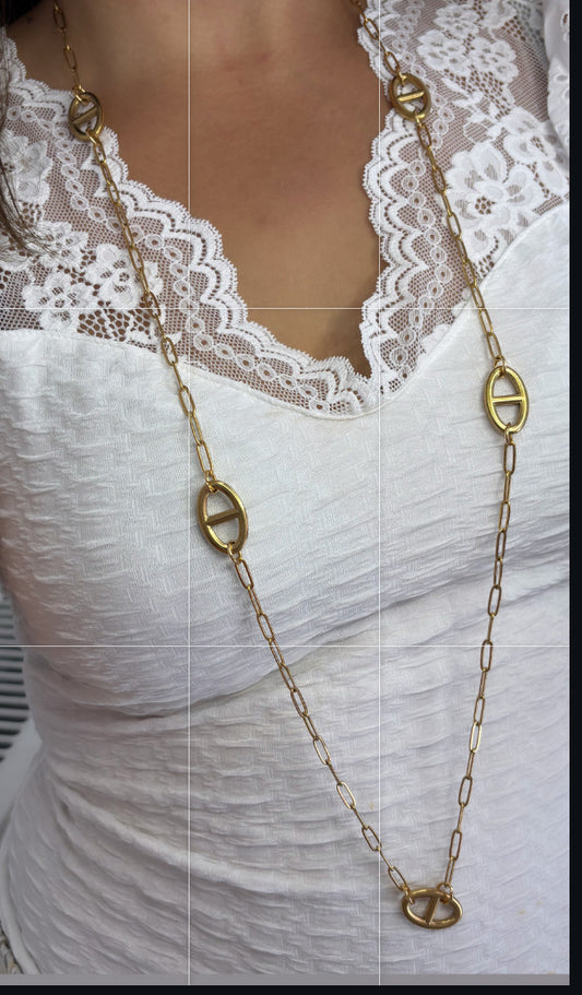 Collier sautoir maille marine