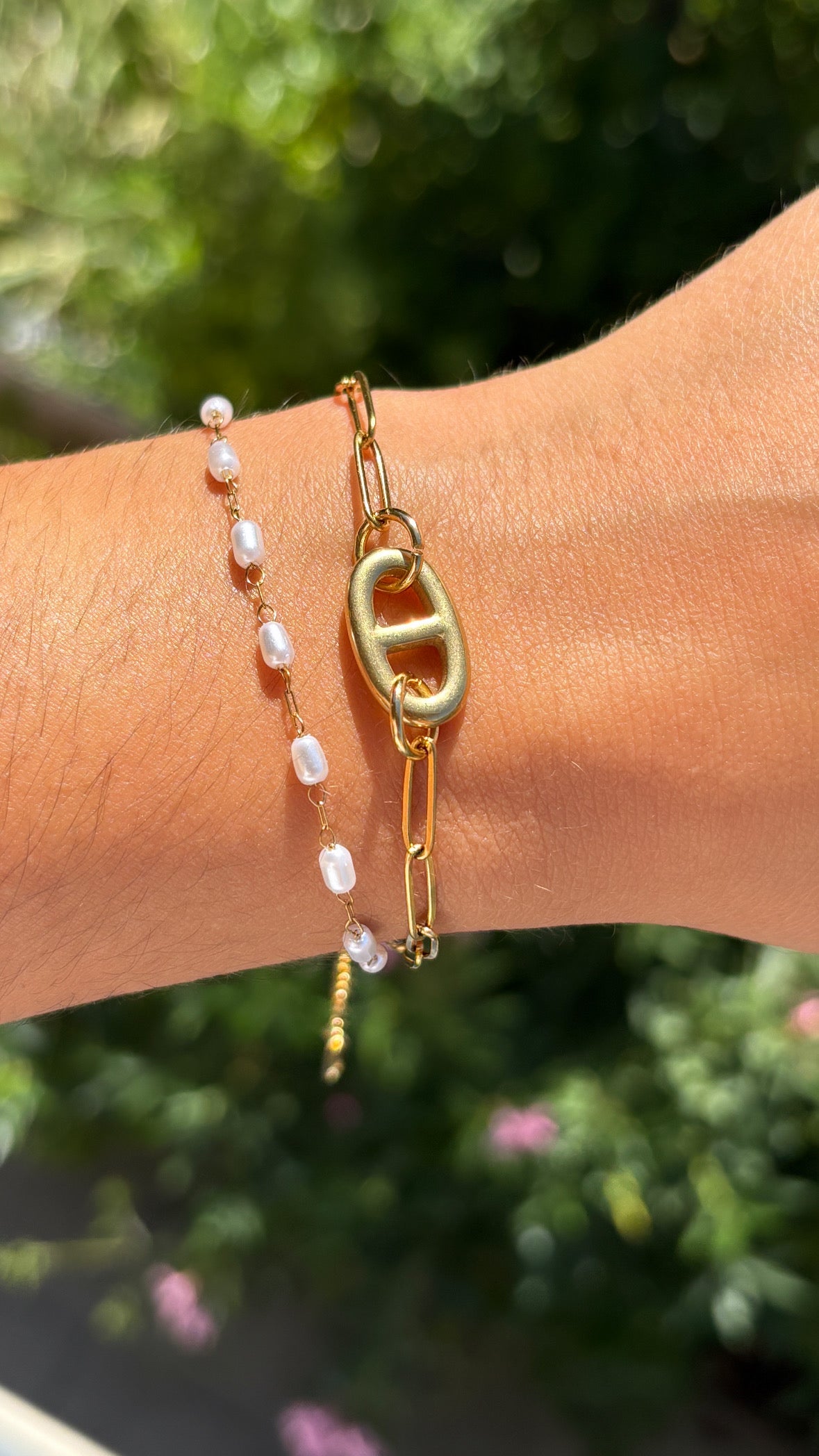 Bracelet double chaîne doré