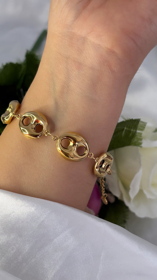 Bracelet graine de café doré