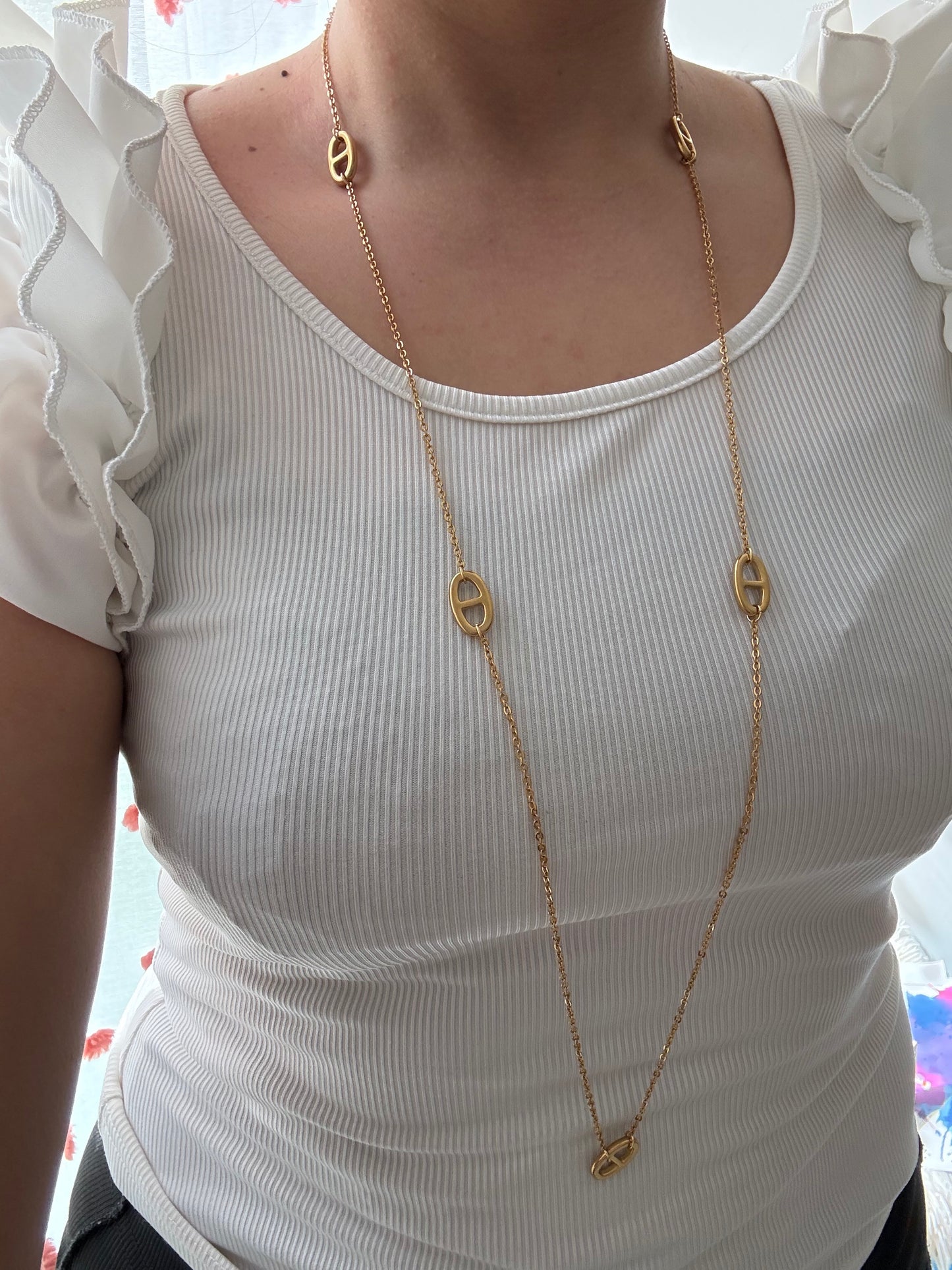 Collier sautoir maille marine