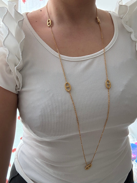 Collier sautoir maille marine
