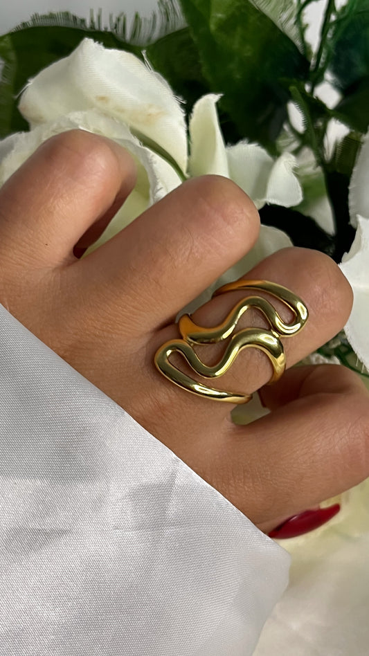 Bague motif tendance doré